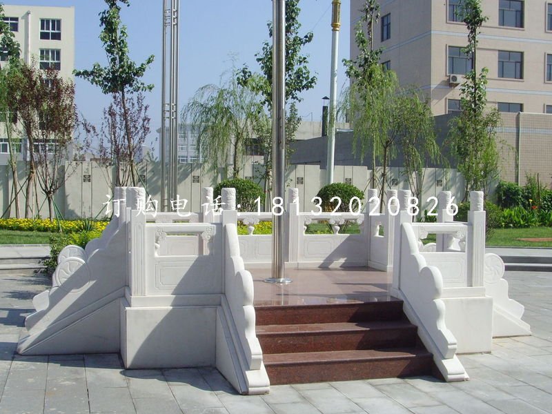 漢白玉升旗臺(tái)雕塑,廣場(chǎng)石雕欄板