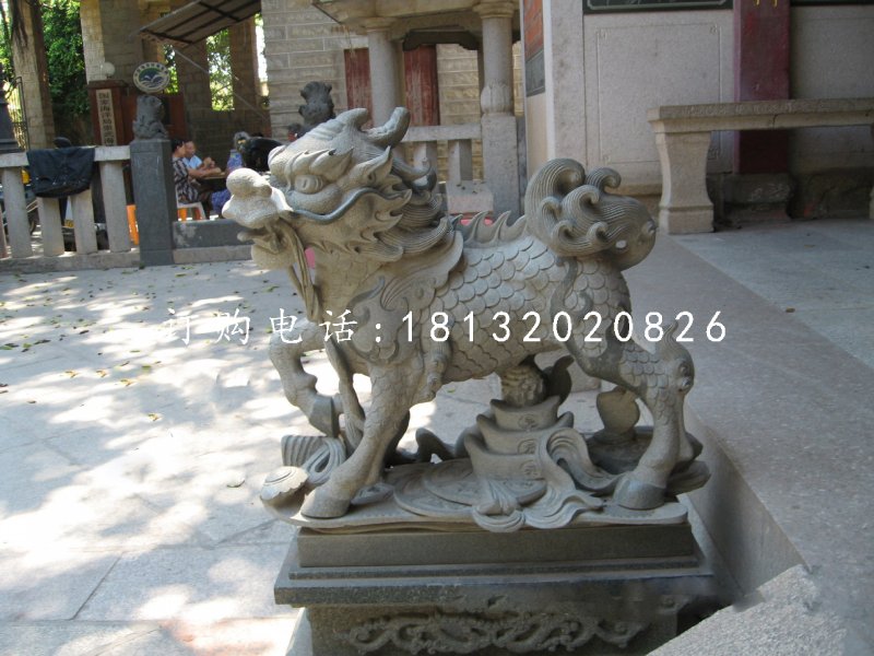 青石麒麟，招財(cái)麒麟雕塑