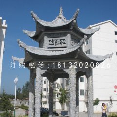 六角涼亭，青石雙層涼亭