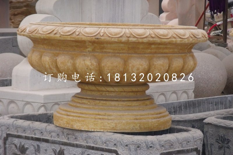 砂巖花缽雕塑，歐式花盆