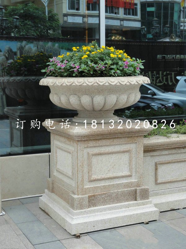 花缽石雕，景觀石雕