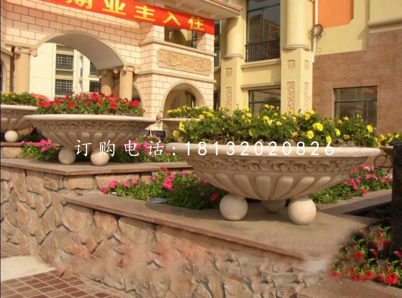 小區(qū)石花盆,景觀石雕