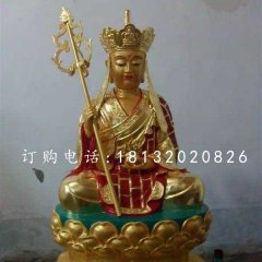 坐式地藏王，銅雕彩繪佛像