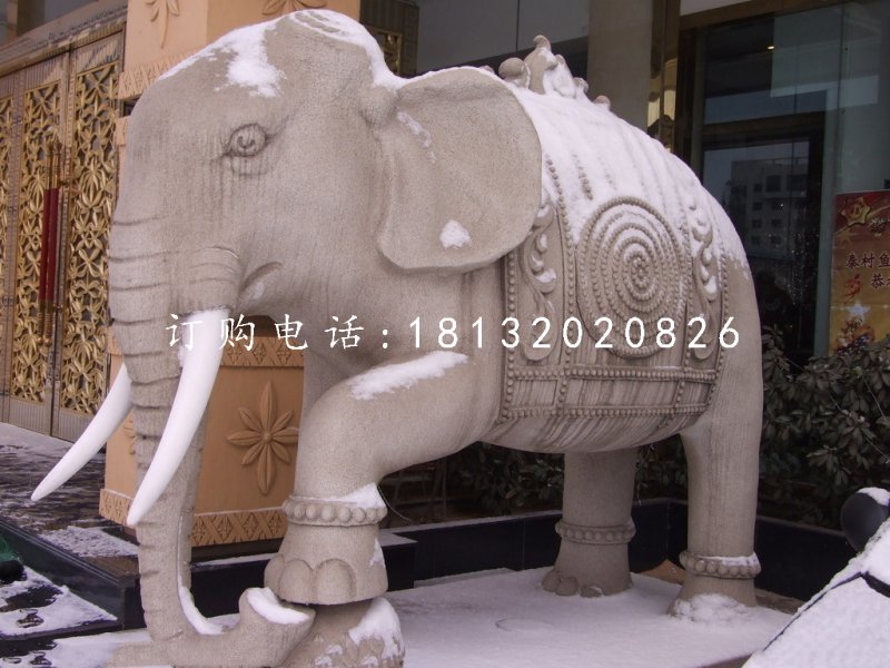廣場大象石雕，動物石雕