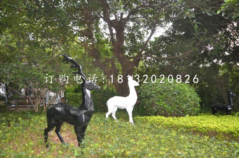 抽象小鹿，玻璃鋼動(dòng)物擺件