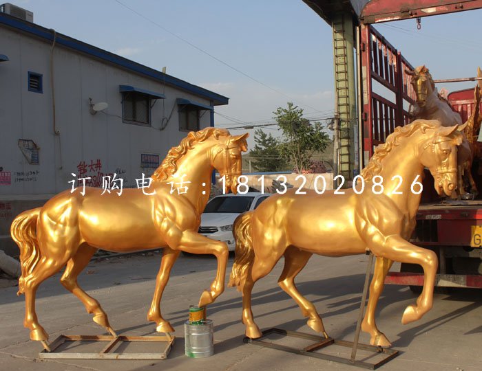 玻璃鋼仿銅馬，玻璃鋼動物雕塑