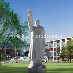 漢白玉揮手的毛主席，偉人石雕