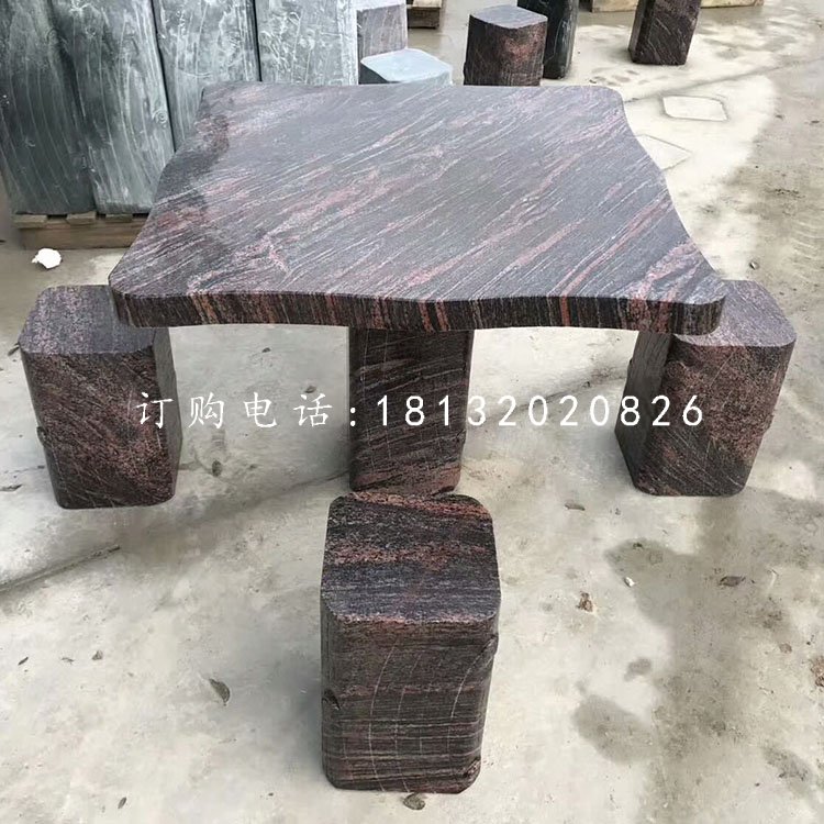 石雕方桌凳，公園桌凳石雕