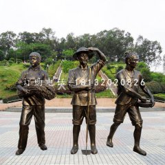 收稻子的人物銅雕，公園景觀銅雕