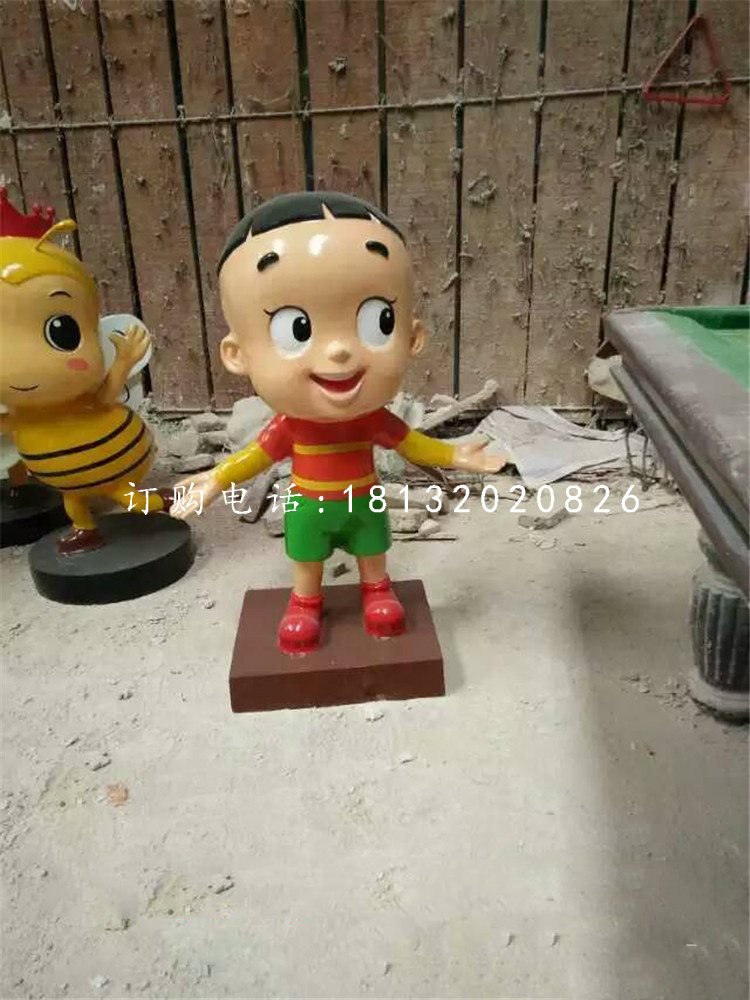 大頭兒子雕塑，玻璃鋼卡通人物
