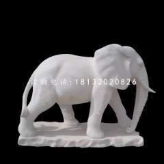 漢白玉大象，廣場動物石雕