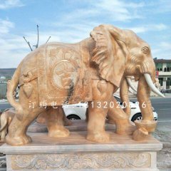 吉祥如意象石雕，晚霞紅動物雕塑