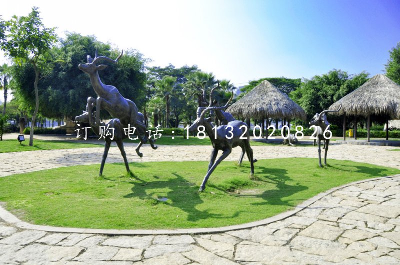 羚羊銅雕，公園動物銅雕