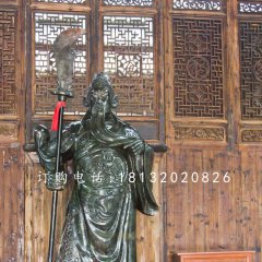 立式關公石雕，大理石關公