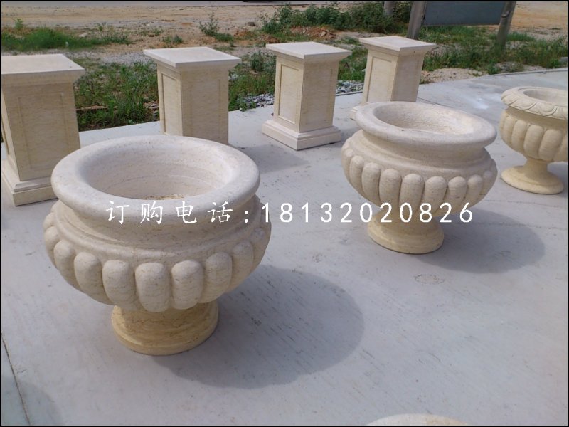花缽石雕，小型石花盆