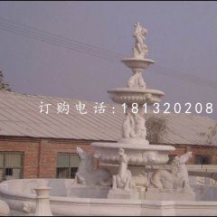 三層噴泉石雕，漢白玉歐式噴泉