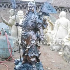 關(guān)公持刀雕塑，武圣人銅雕