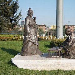 孔子學(xué)琴銅雕，校園景觀銅雕