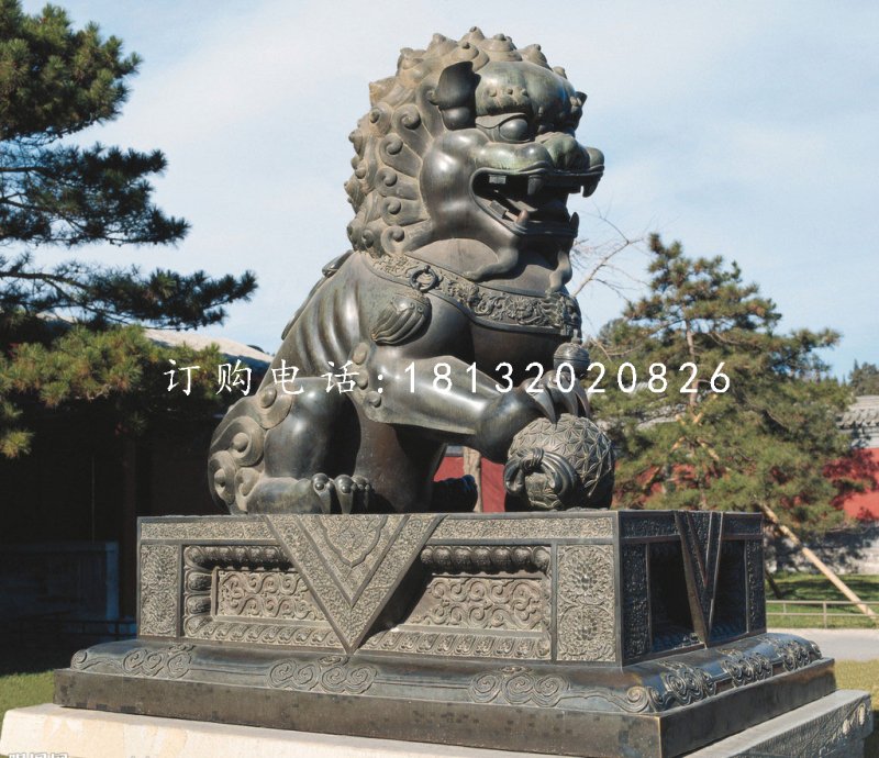 獅子戲球銅雕,北京獅銅雕