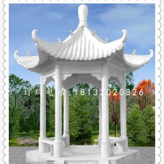 漢白玉六角石涼亭，公園涼亭石雕
