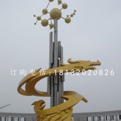 不銹鋼龍騰雕塑，不銹鋼企業(yè)雕塑
