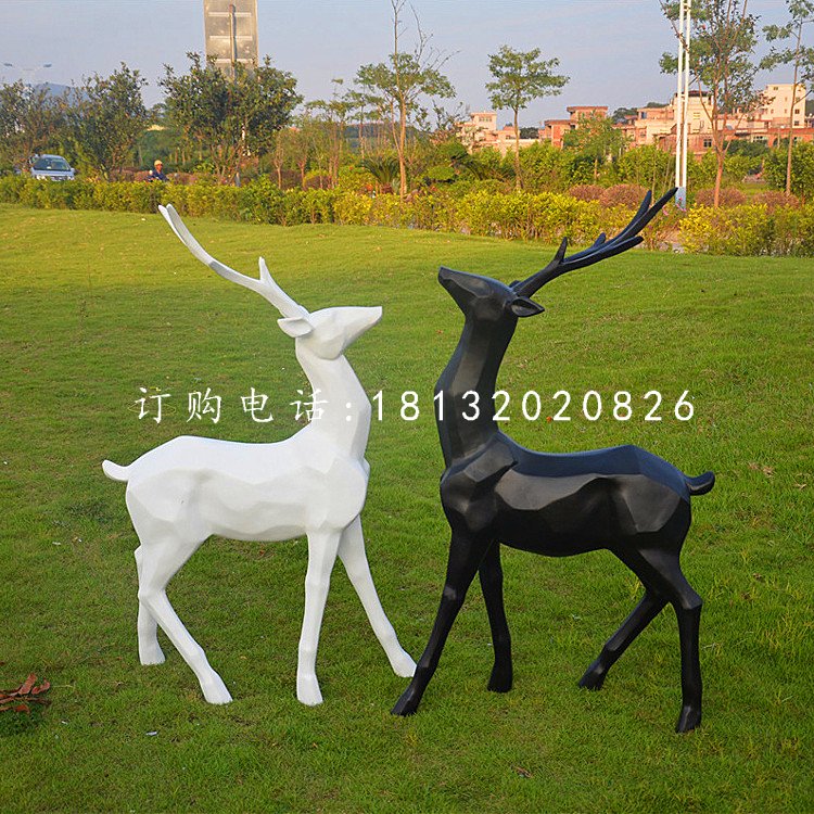 玻璃鋼抽象幾何鹿，公園抽象動(dòng)物雕塑 (12)
