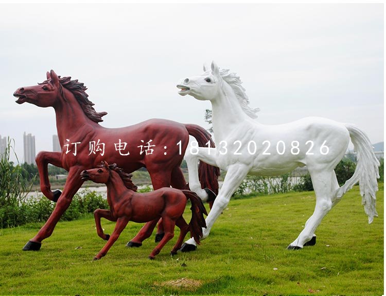 玻璃鋼奔馬，公園仿真動物雕塑