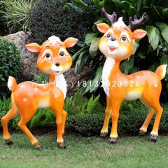 玻璃鋼卡通梅花鹿，公園卡通動物雕塑