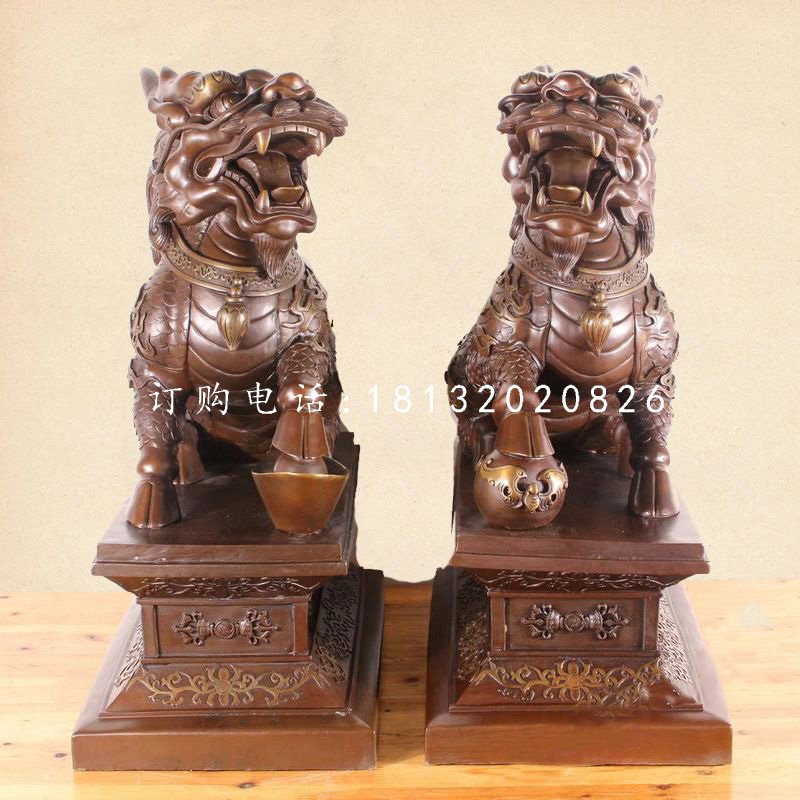 踩球麒麟銅雕，古代神獸銅雕 (3)