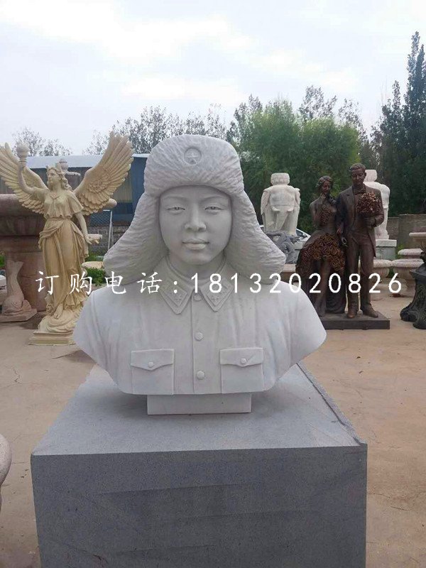 漢白玉雷鋒胸像，校園人物石雕
