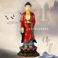 立式如來佛雕塑，玻璃鋼彩繪佛像雕塑