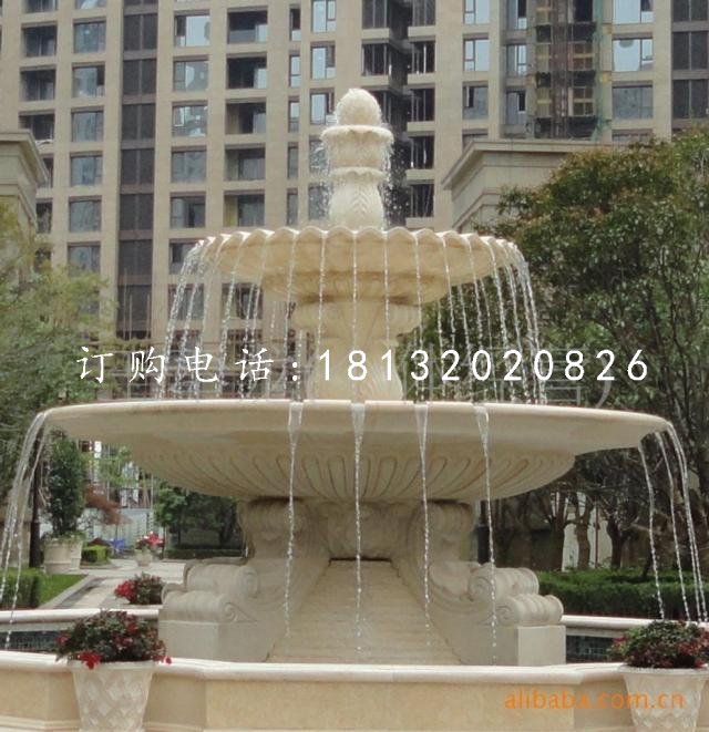 三層歐式噴泉石雕，小區(qū)噴泉雕塑