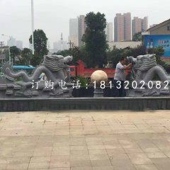 雙龍戲珠噴泉石雕，廣場噴泉雕塑
