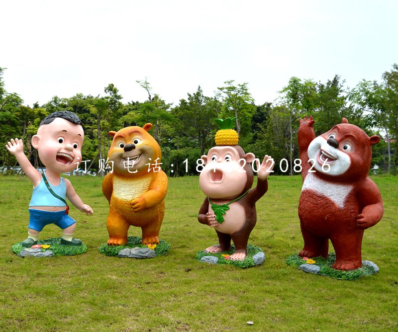 熊熊樂園雕塑，玻璃鋼卡通動(dòng)物，游樂場(chǎng)景觀雕塑 (4)