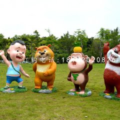 熊熊樂園雕塑，玻璃鋼卡通動(dòng)物雕塑