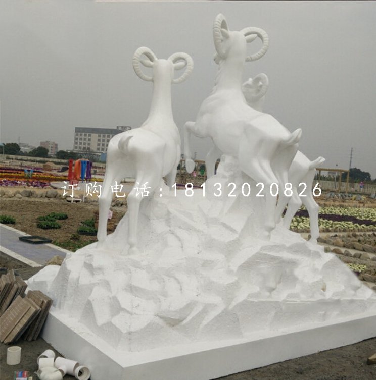 漢白玉三羊開泰廣場(chǎng)景觀石雕 (2)