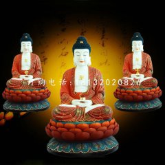 玻璃鋼三寶佛彩繪寺廟佛像雕塑
