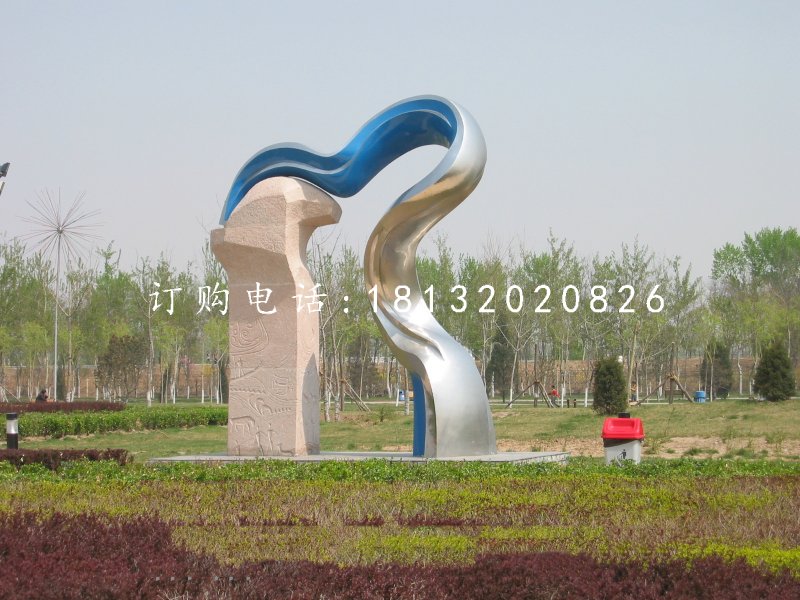 不銹鋼抽象彩帶雕塑，公園不銹鋼雕塑