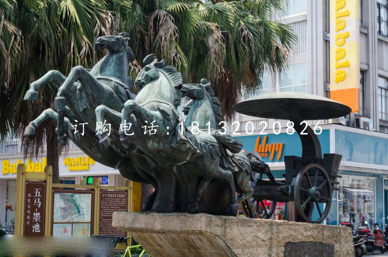 古代青銅馬車(chē)雕塑 街邊景觀雕塑