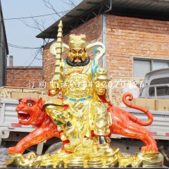 騎虎財(cái)神雕塑，玻璃鋼趙公明雕塑