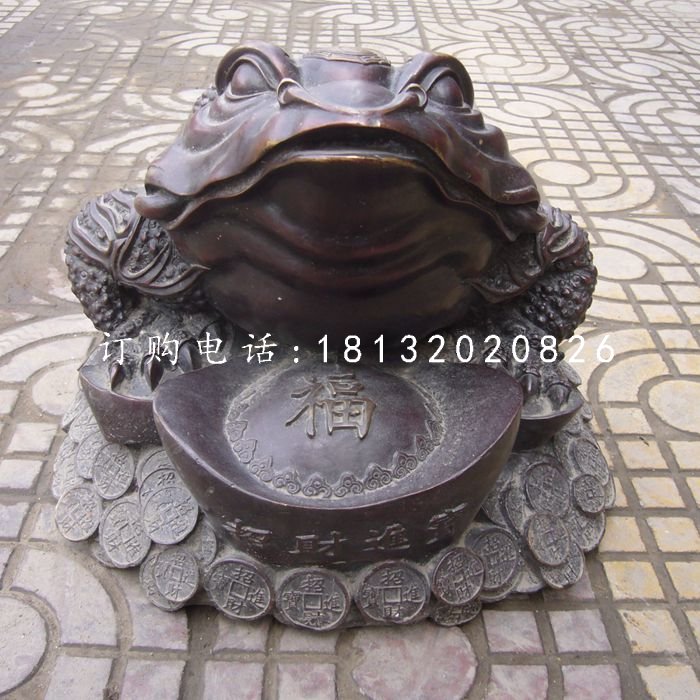 金蟾銅雕，招財神獸銅雕 (2)
