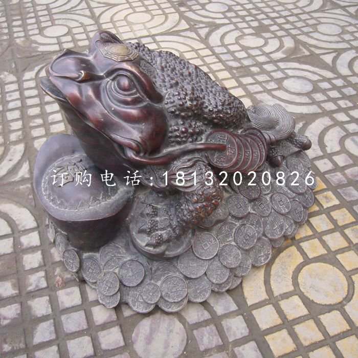 金蟾銅雕，招財神獸銅雕