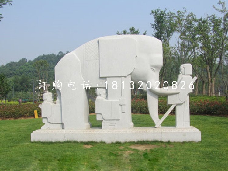 曹沖稱(chēng)象石雕，公園抽象景觀石雕.jpg