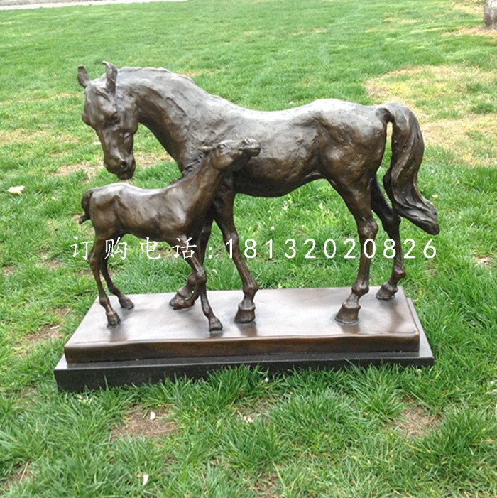 母子馬銅雕，公園銅雕馬