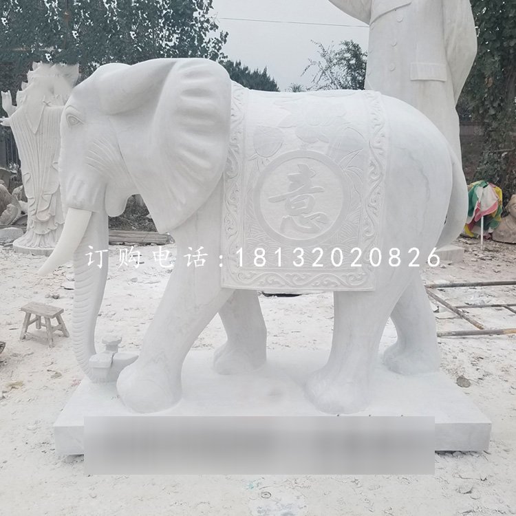 漢白玉大象石雕，廣場動物雕塑.jpg