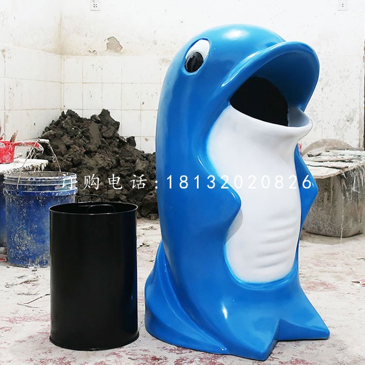 海豚造型垃圾桶雕塑，玻璃鋼卡通垃圾桶 (2).jpg