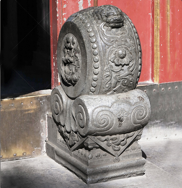 仿古石門墩，寺廟抱鼓石