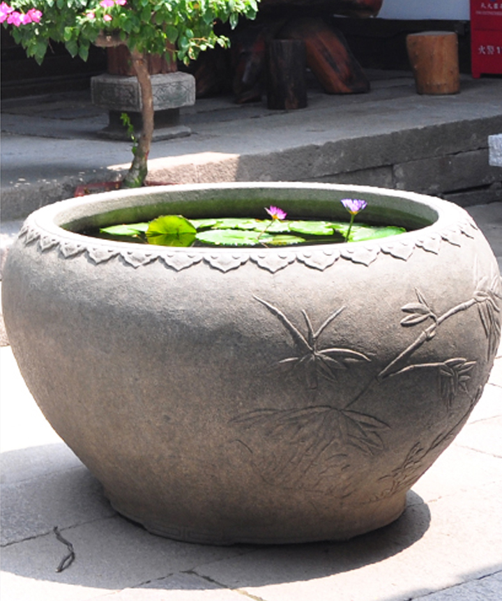 仿古魚(yú)缸，小院景觀石雕