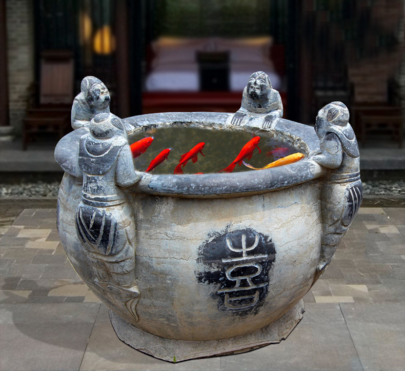 仿古魚(yú)缸，石雕魚(yú)缸