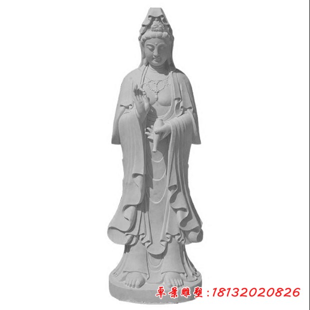 灑水觀音石雕，漢白玉觀音菩薩[1]